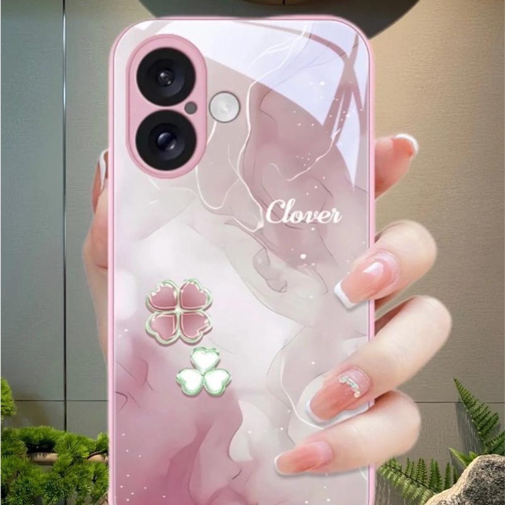 Love Pink Marble Clover Phone Case